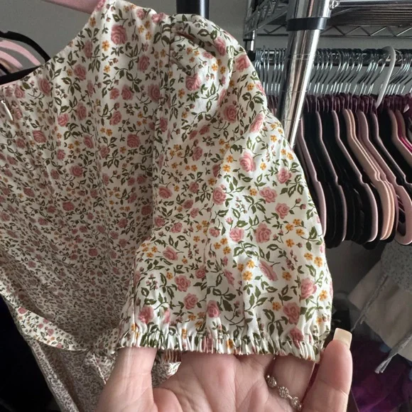 Reformation Kelby Floral Summer Dress Pink Cream Short Sleeve size small - Picture 9 of 12